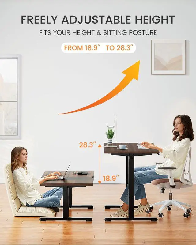 Alt view image 6 of 6 - ErGear Low Height Adjustable Desk, Lifts 18.9-28.4 Inches, 40 X 24 Inches Electric Standing Desk for Kids, 4 Height Memory Settings & Storage Hooks, Home Office Computer Table & Study Desk, Walnut