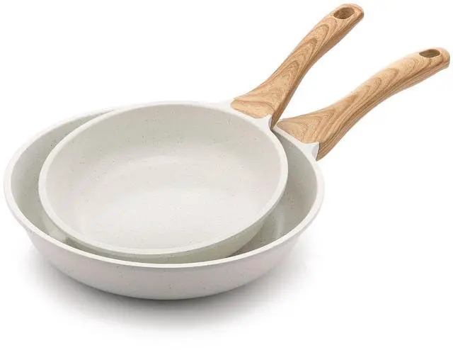 Main image of Nonstick Frying Pan Skillets, Ceramic Coating Omelette Pans, Healthy Cookware Chef's Pan, White, Free of PTFE & PFAS (8+10 Inch)