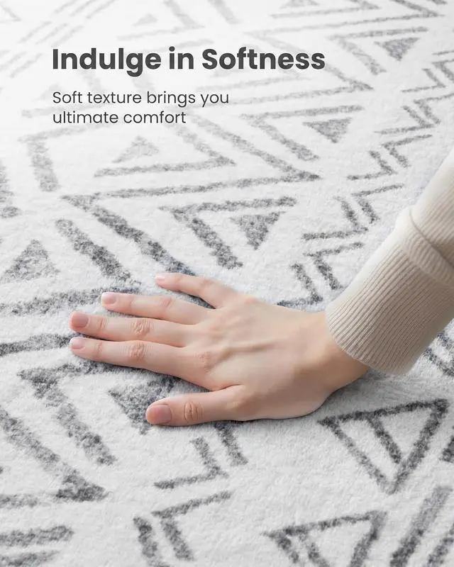 Alt view image 7 of 7 - AMADA HOMEFURNISHING 9x12 Washable Area Rugs, Grey Boho Geometric Low-Pile Rug with Non-Slip Backing, Stain Resistance & Durable Edge Binding, Soft Indoor Carpet for Living Room, Bedroom, Dining Room