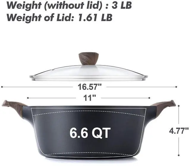 Alt view image 6 of 7 - 6.6 QT Nonstick Stock Pot with Lid,Induction Compatible,13.3 Inch Nonstick Frying Pan Skillet with Lid,PFOA PFOS Free