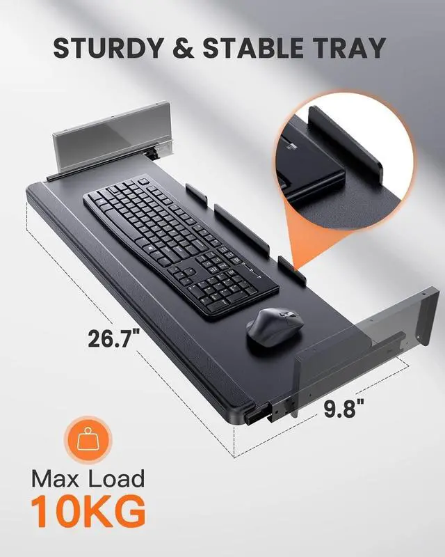 Alt view image 3 of 7 - ErGear Electric Standing Desk with Keyboard Tray, 44x24 Inches Adjustable Height Sit Stand Up Desk, Home Office Desk Computer Workstation, Black