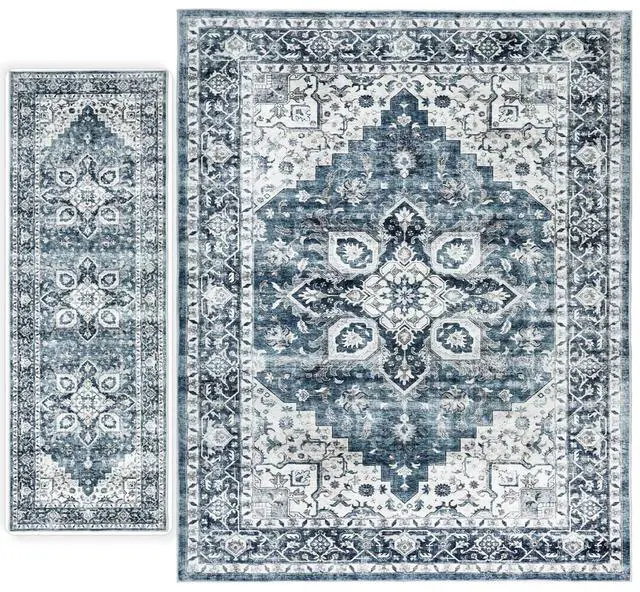 Main image of AMADA HOMEFURNISHING 9x12 and 2.7x8 Area Rugs Buying Together, Soft, Machine Washable, Stain-Resistant, Low-Profile Indoor Area Rugs with Non-Slip Backing & Durable Edge Binding