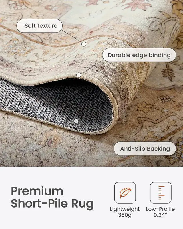 Alt view image 7 of 7 - AMADA HOMEFURNISHING 3x5 Washable Area Rug, Low-Profile Entryway Rug with Non-Slip Backing & Durable Edge Binding, Boho Area Rug Pattern, Washable Rug for Bedroom, Entryway, Living Room