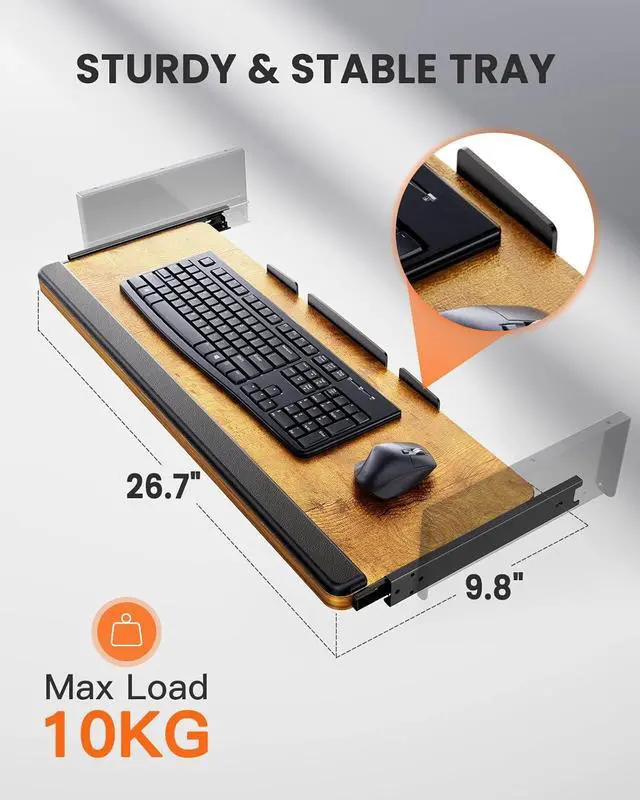 Alt view image 5 of 7 - ErGear Large Electric Standing Desk with Keyboard Tray, 63x28 Inches Large Adjustable Height Sit Stand Up Desk, Home Office Desk Computer Workstation, Vintage Brown