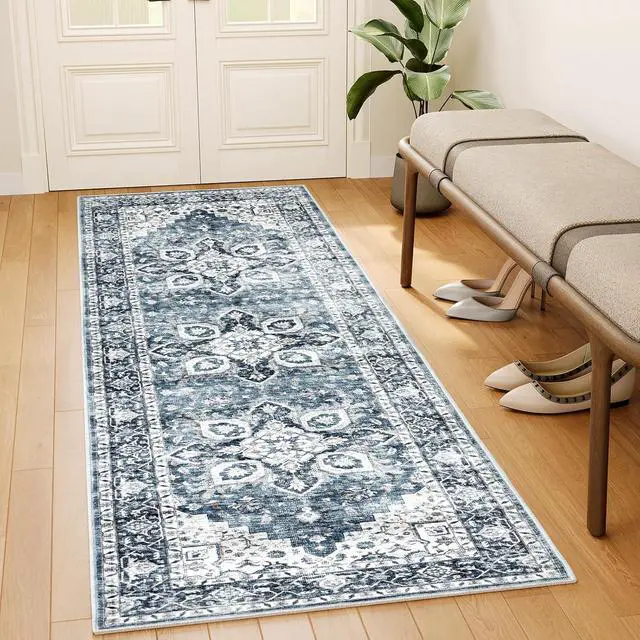 Alt view image 2 of 7 - AMADA HOMEFURNISHING 2x6 and 2x3 Area Rugs Buying Together, Washable Area Rug, Low-Profile Indoor Rug with Non-Slip Backing & Durable Edge Binding