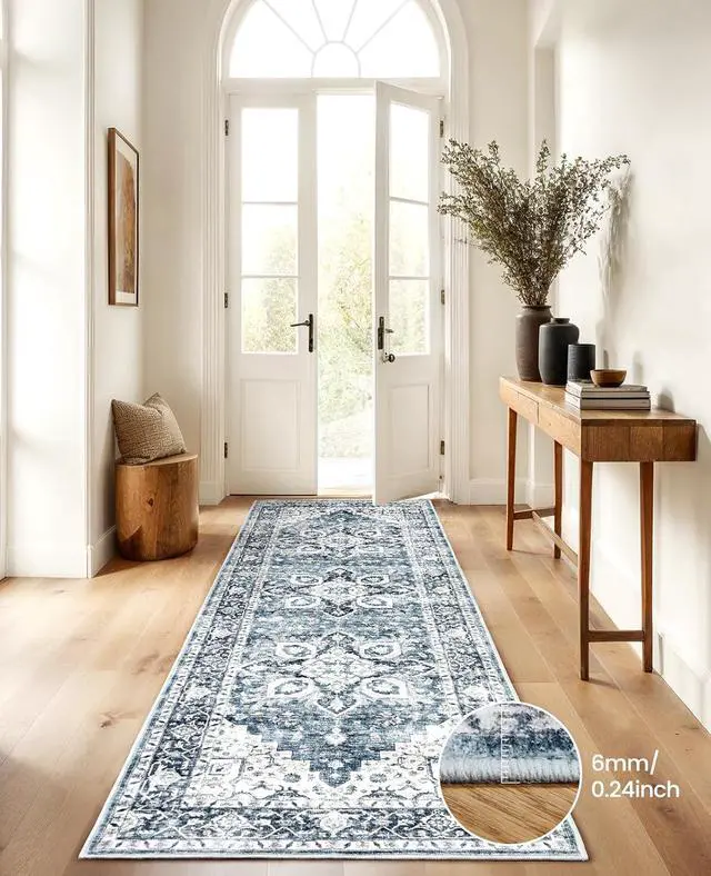 Alt view image 4 of 7 - AMADA HOMEFURNISHING 2x6 and 2x3 Area Rugs Buying Together, Washable Area Rug, Low-Profile Indoor Rug with Non-Slip Backing & Durable Edge Binding