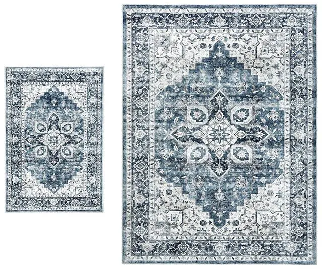 Main image of AMADA HOMEFURNISHING 5x7 and 2x3 Area Rugs Buying Together, Soft, Machine Washable, Stain-Resistant, Low-Profile Indoor Area Rugs with Non-Slip Backing & Durable Edge Binding