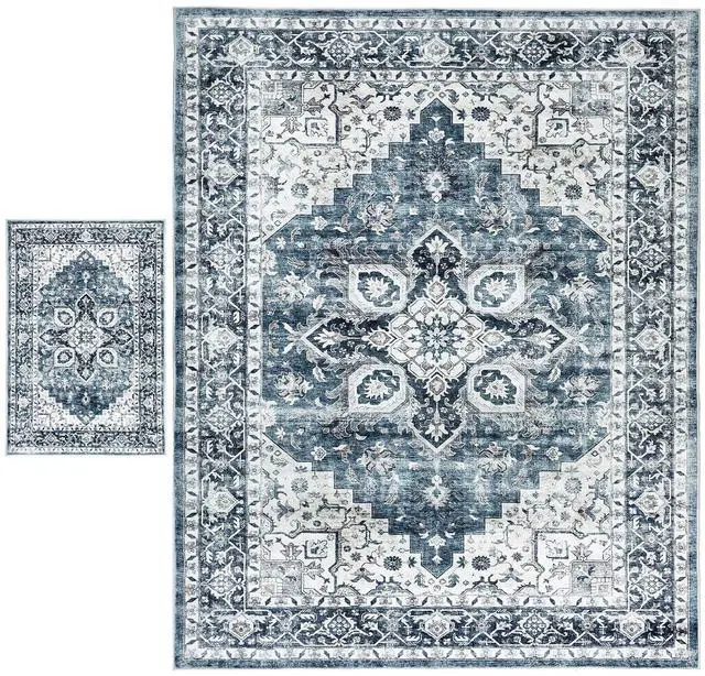 Main image of AMADA HOMEFURNISHING 8x10 and 2x3 Area Rugs Buying Together, Soft, Machine Washable, Stain-Resistant, Low-Profile Indoor Area Rugs with Non-Slip Backing & Durable Edge Binding