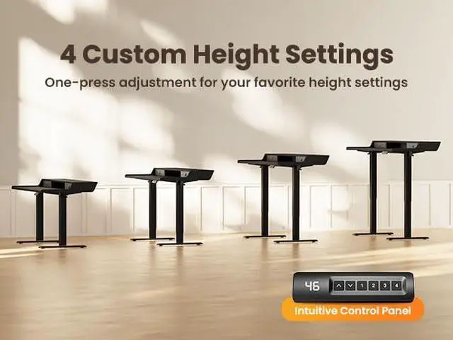 Alt view image 7 of 7 - ErGear Electric Standing Desk with Drawers, 55 x 28 Gaming Table Compatible Monitor Stand, Stand up Desks, Home Office Height-Adjustable Desk with Storage Shelf, 4 Preset Heights, Black