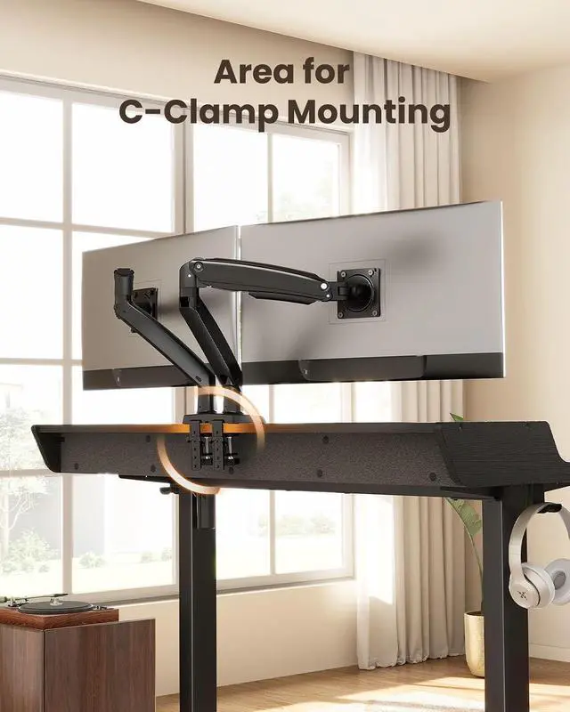 Alt view image 6 of 7 - ErGear Electric Standing Desk with Drawers, 55 x 28 Gaming Table Compatible Monitor Stand, Stand up Desks, Home Office Height-Adjustable Desk with Storage Shelf, 4 Preset Heights, Black
