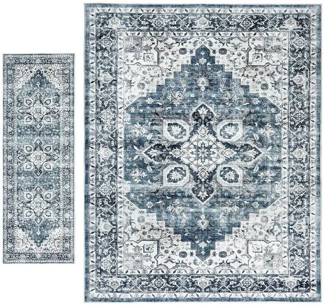 Main image of AMADA HOMEFURNISHING 8x10 and 2x6 Area Rugs Buying Together, Soft, Machine Washable, Stain-Resistant, Low-Profile Indoor Area Rugs with Non-Slip Backing & Durable Edge Binding