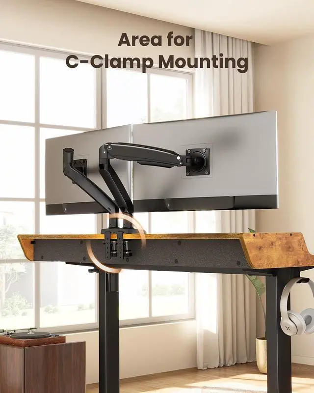 Alt view image 4 of 6 - ErGear Electric Standing Desk with Drawers, 48 x 24 Gaming Table Compatible Monitor Stand, Stand up Desks, Home Office Height-Adjustable Desk with Storage Shelf, 4 Preset Heights, Vintage Brown