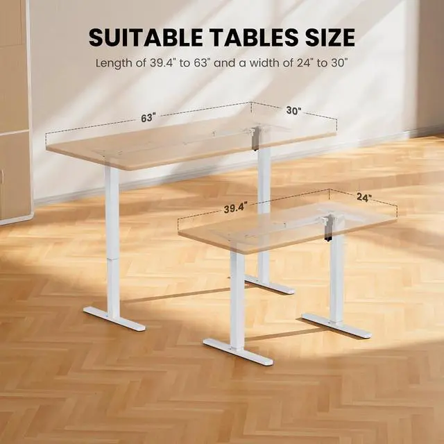 Alt view image 4 of 7 - ErGear Electric Standing Desk Legs, 4 Memory Height Settings Height Adjustable Desk Frame, Sit Stand Table Legs Up to 47.2", Ergonomic Stand up Converter Base Workstation, White Frame Only