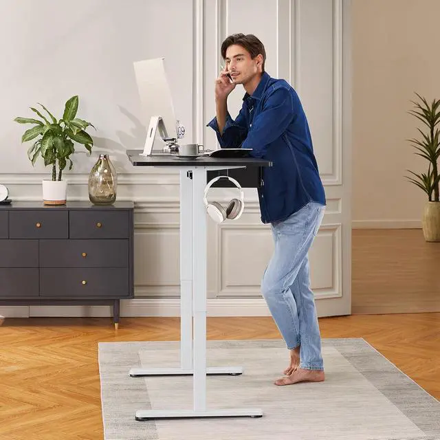 Alt view image 6 of 7 - ErGear Electric Standing Desk Legs, 4 Memory Height Settings Height Adjustable Desk Frame, Sit Stand Table Legs Up to 47.2", Ergonomic Stand up Converter Base Workstation, White Frame Only