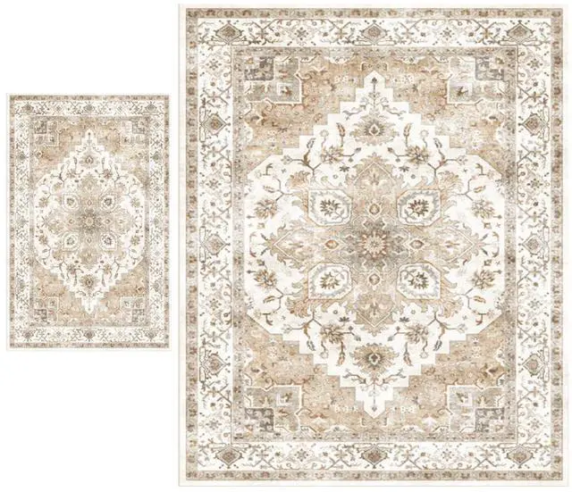 Main image of AMADA HOMEFURNISHING 8x10 and 2x5 Area Rugs Buying Together, Soft, Machine Washable, Stain-Resistant, Low-Profile Indoor Area Rugs with Non-Slip Backing & Durable Edge Binding