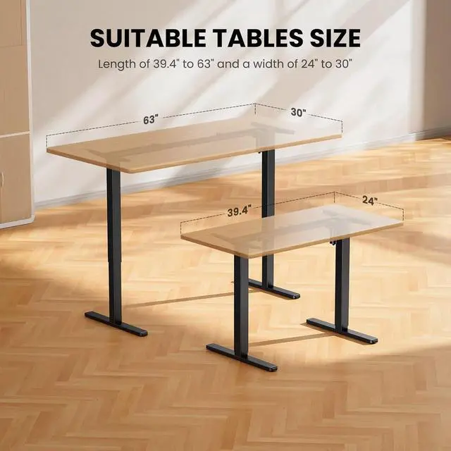 Alt view image 4 of 7 - ErGear Electric Standing Desk Legs, 4 Memory Height Settings Height Adjustable Desk Frame, Sit Stand Table Legs Up to 47.2", Ergonomic Stand up Converter Base Workstation, Black Frame Only