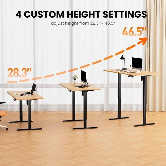 Alt view image 5 of 7 - ErGear Electric Standing Desk Legs, 4 Memory Height Settings Height Adjustable Desk Frame, Sit Stand Table Legs Up to 47.2", Ergonomic Stand up Converter Base Workstation, Black Frame Only