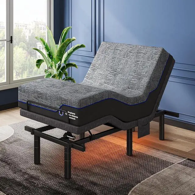 Main image of Pipishell Twin XL Adjustable Bed Frame and 14 inch Mattress Set, Electric Bed Base, Head and Foot Lift, Wireless Remote, 4 USB Ports, Gel Memory Foam, 4 Leg Height Options, LED Night Light