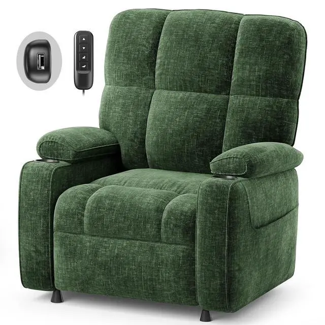 Main image of AMADA HOMEFURNISHING Power Recliner Chair for Adults, One-Touch Synchronized Electric Recliner with USB Ports, Cup Holder & Side Pockets, Thick Seat Cushion, Chenille, Living Room & Bedroom