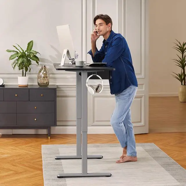 Alt view image 3 of 7 - ErGear Electric Stand up Desk Frame,4 Memory Height Settings Height Adjustable Table Legs, Sit Stand Desk Frame Up to 47.2" , Ergonomic Standing Desk Base Workstation, Grey Frame Only