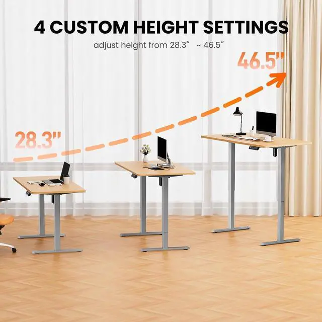 Alt view image 6 of 7 - ErGear Electric Stand up Desk Frame,4 Memory Height Settings Height Adjustable Table Legs, Sit Stand Desk Frame Up to 47.2" , Ergonomic Standing Desk Base Workstation, Grey Frame Only