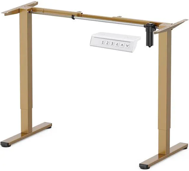 Main image of ErGear Electric Stand up Desk Frame,4 Memory Height Settings Height Adjustable Table Legs, Sit Stand Desk Frame Up to 47.2", Ergonomic Standing Desk Base Workstation, Gold Frame Only