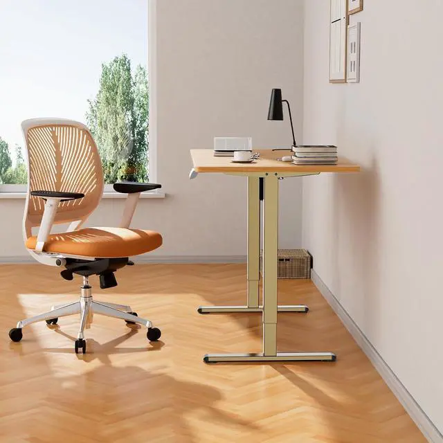 Alt view image 2 of 7 - ErGear Electric Stand up Desk Frame,4 Memory Height Settings Height Adjustable Table Legs, Sit Stand Desk Frame Up to 47.2", Ergonomic Standing Desk Base Workstation, Gold Frame Only