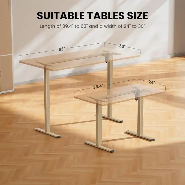 Alt view image 4 of 7 - ErGear Electric Stand up Desk Frame,4 Memory Height Settings Height Adjustable Table Legs, Sit Stand Desk Frame Up to 47.2", Ergonomic Standing Desk Base Workstation, Gold Frame Only
