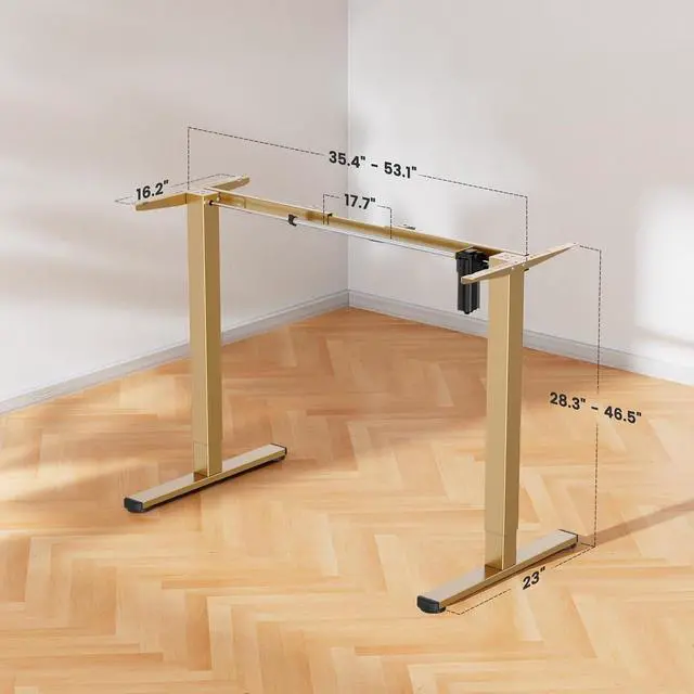 Alt view image 5 of 7 - ErGear Electric Stand up Desk Frame,4 Memory Height Settings Height Adjustable Table Legs, Sit Stand Desk Frame Up to 47.2", Ergonomic Standing Desk Base Workstation, Gold Frame Only