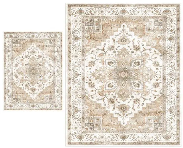 Main image of AMADA HOMEFURNISHING 8x10 and 3x5 Area Rugs Buying Together, Soft, Machine Washable, Stain-Resistant, Low-Profile Indoor Area Rugs with Non-Slip Backing & Durable Edge Binding
