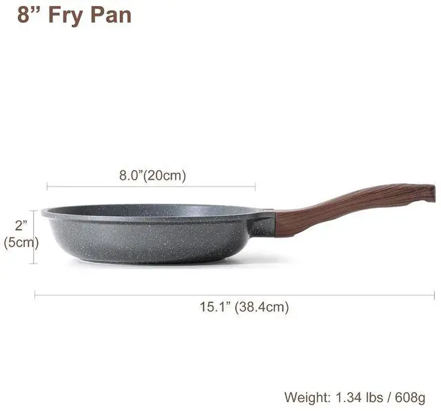 Alt view image 7 of 7 - Nonstick Frying Pan Skillet, Swiss Granite Coating Omelette Pan, Healthy Stone Cookware Chef's Pan, PFOA Free (8/9.5/10/11/12.5 Inch) (8 Inch)