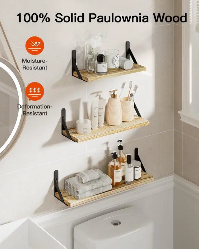 Alt view image 4 of 4 - AMADA HOMEFURNISHING Floating Shelves Bundle with Wall Shelves