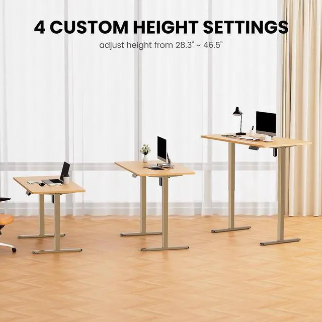 Alt view image 6 of 7 - ErGear Electric Stand up Desk Frame,4 Memory Height Settings Height Adjustable Table Legs, Sit Stand Desk Frame Up to 47.2", Ergonomic Standing Desk Base Workstation, Gold Frame Only