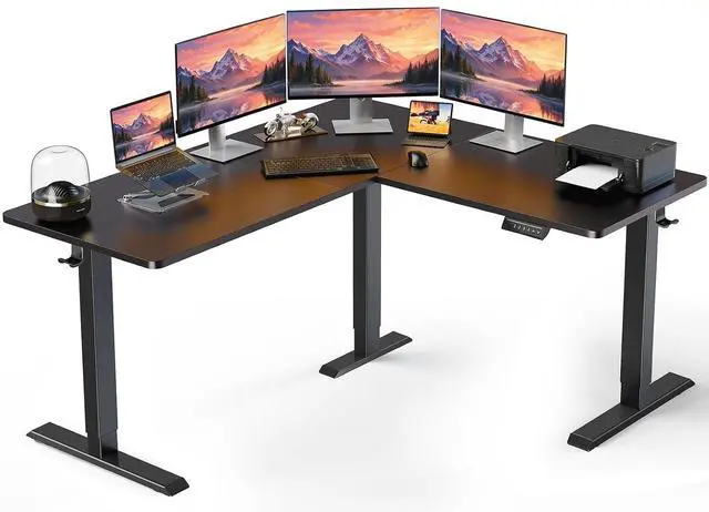 Main image of ErGear L Shaped Standing Desk, 63"x55" Electric Adjustable Height Sit Stand up Desk, Ergonomic Large Computer Table, Left & Right Interchangeable Installation, Suitable for Home Office, Black