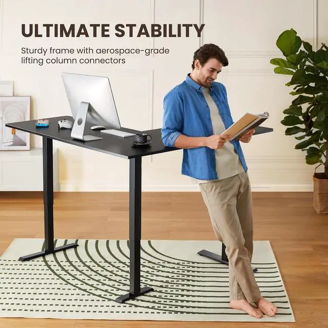 Alt view image 5 of 7 - ErGear L Shaped Standing Desk, 63"x55" Electric Adjustable Height Sit Stand up Desk, Ergonomic Large Computer Table, Left & Right Interchangeable Installation, Suitable for Home Office, Black
