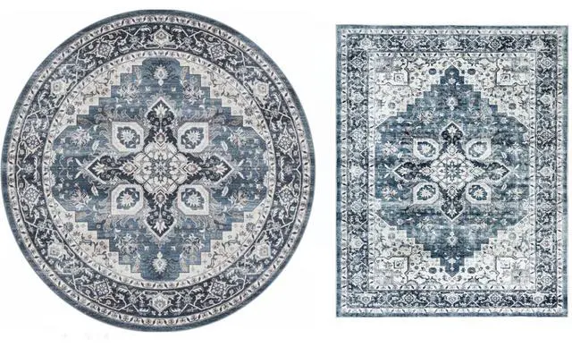 Main image of AMADA HOMEFURNISHING 5x7 and 8x8 Round Area Rugs Buying Together, Soft, Machine Washable, Stain-Resistant, Low-Profile Indoor Area Rugs with Non-Slip Backing & Durable Edge Binding