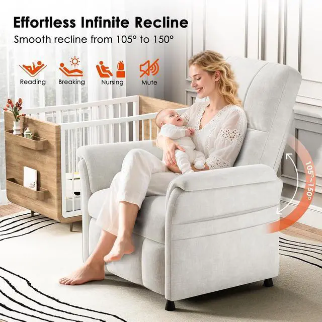 Alt view image 5 of 7 - AMADA HOMEFURNISHING Power Recliner Chair for Adults, Adjustable Modern Chenille Reclining Chair with Side Pockets, Remote, Footrest, Thick Seat Cushion for Home Theater, Living Room, Bedroom & RV