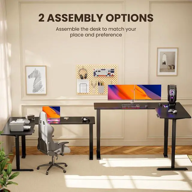 Alt view image 5 of 7 - ErGear L Shaped Standing Desk, 75" x 63" Electric Adjustable Height Sit Stand Desk, Ergonomic Large Computer Table, Left & Right Interchangeable Installation, Suitable for Home Office Use, Black