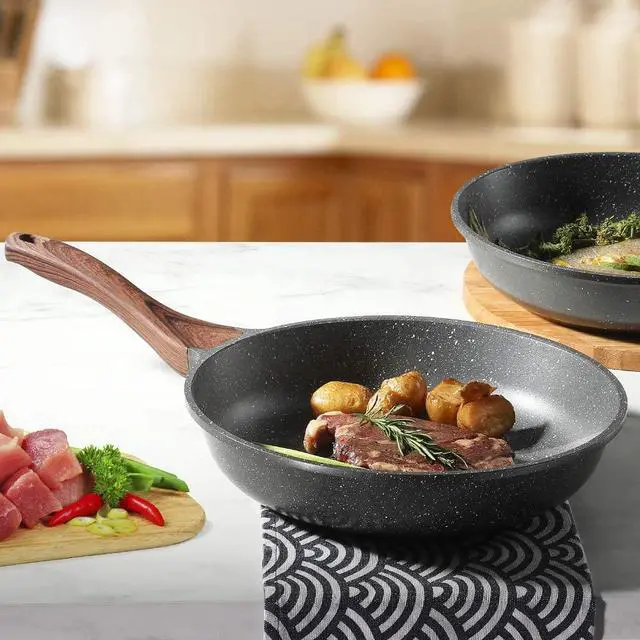 Alt view image 2 of 7 - Nonstick Frying Pan Skillet, Swiss Granite Coating Omelette Pan, Healthy Stone Cookware Chef's Pan, PFOA Free (8/9.5/10/11/12.5 Inch) (11 Inch)