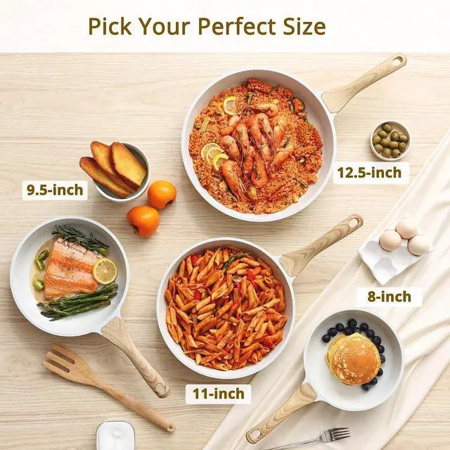 Alt view image 7 of 7 - Nonstick Ceramic Frying Pan Skillet, 9.5 Inch Omelet Pan, Healthy Non Toxic Chef Pan, Induction Compatible Egg Pan with Heat Resistant Handle, PFAS-Free