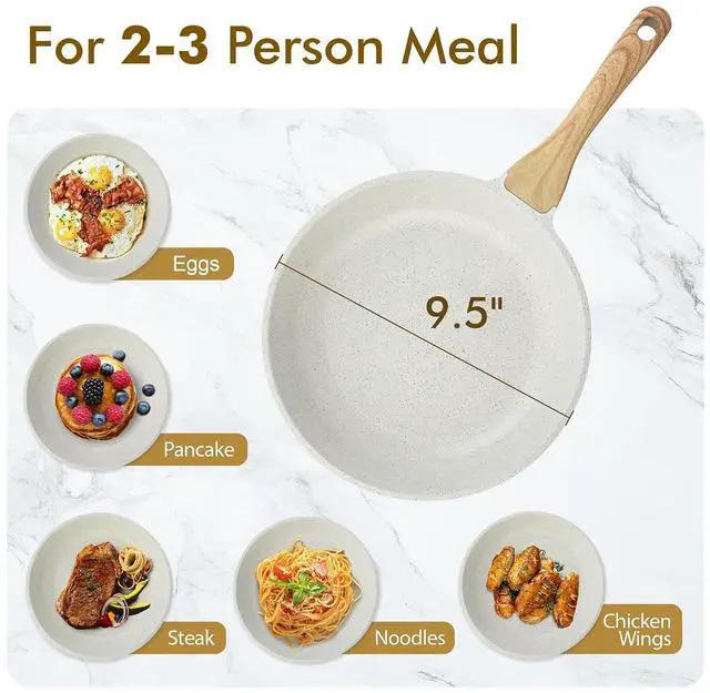 Alt view image 6 of 7 - Nonstick Ceramic Frying Pan Skillet, 9.5 Inch Omelet Pan, Healthy Non Toxic Chef Pan, Induction Compatible Egg Pan with Heat Resistant Handle, PFAS-Free