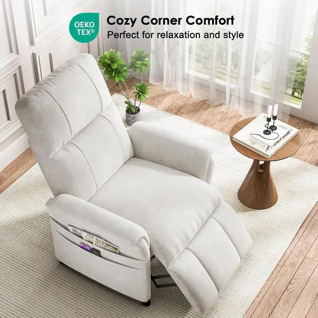 Alt view image 7 of 7 - AMADA HOMEFURNISHING Power Recliner Chair for Adults, Adjustable Modern Chenille Reclining Chair with Side Pockets, Remote, Footrest, Thick Seat Cushion for Home Theater, Living Room, Bedroom & RV