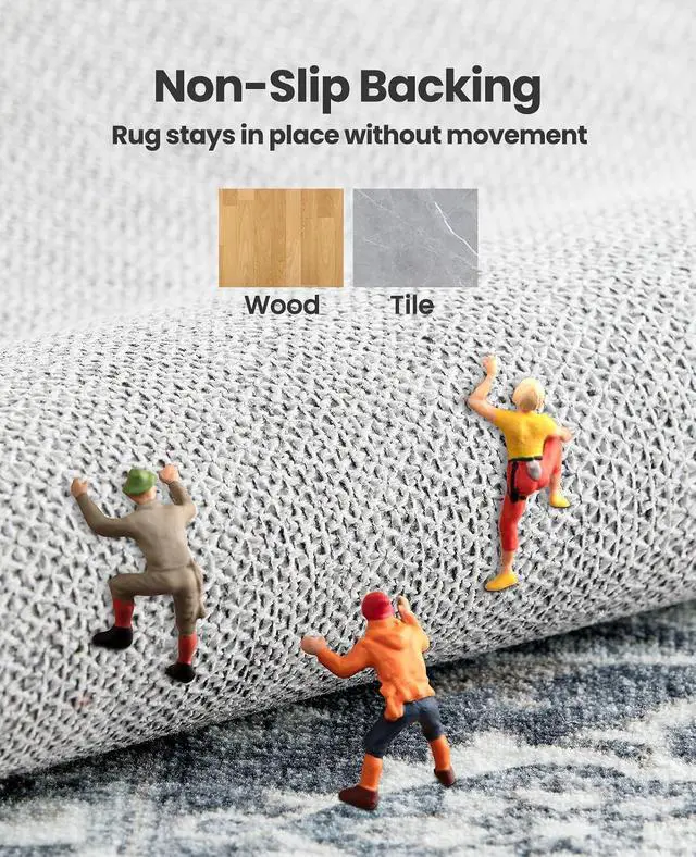 Alt view image 6 of 7 - AMADA HOMEFURNISHING 2x6 and 2x3 Area Rugs Buying Together, Washable Area Rug, Low-Profile Indoor Rug with Non-Slip Backing & Durable Edge Binding