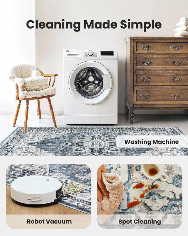 Alt view image 4 of 7 - AMADA HOMEFURNISHING 5x7 and 8x8 Round Area Rugs Buying Together, Soft, Machine Washable, Stain-Resistant, Low-Profile Indoor Area Rugs with Non-Slip Backing & Durable Edge Binding