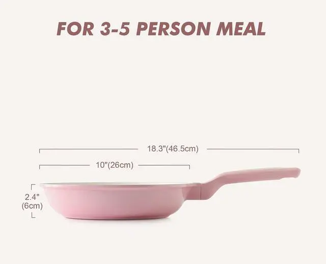 Alt view image 7 of 7 - Nonstick Ceramic Frying Pan 10-Inch, Healthy Non Toxic Skillet, Induction Compatible Omelet Pan with Heat Resistant Handle, PFAS-Free, Pink