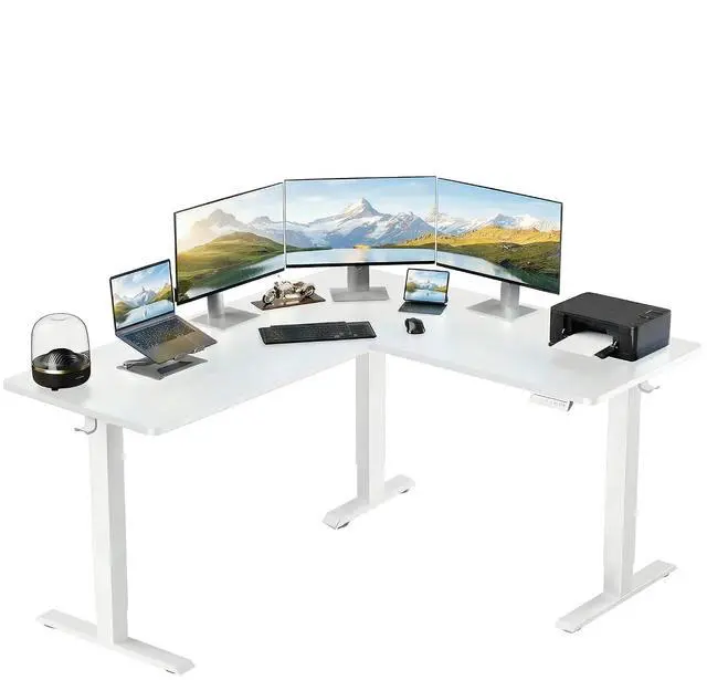 Main image of ErGear L Shaped Standing Desk, 63"x55" Electric Adjustable Height Sit Stand up Desk, Ergonomic Large Computer Table, Left & Right Interchangeable Installation, Suitable for Home Office, White