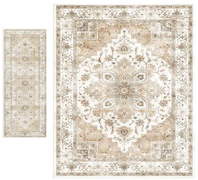 Main image of AMADA HOMEFURNISHING 8x10 and 2x6 Area Rugs Buying Together, Soft, Machine Washable, Stain-Resistant, Low-Profile Indoor Area Rugs with Non-Slip Backing & Durable Edge Binding