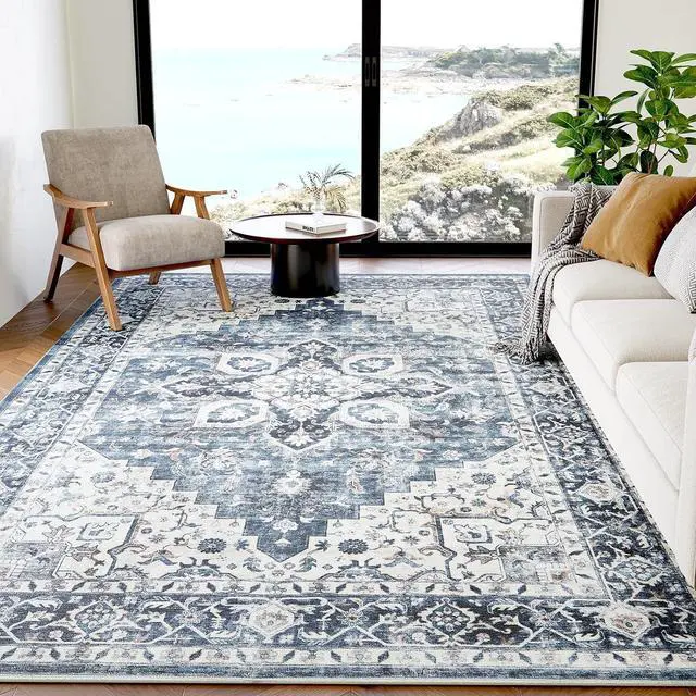 Alt view image 2 of 7 - AMADA HOMEFURNISHING 5x7 and 8x8 Round Area Rugs Buying Together, Soft, Machine Washable, Stain-Resistant, Low-Profile Indoor Area Rugs with Non-Slip Backing & Durable Edge Binding