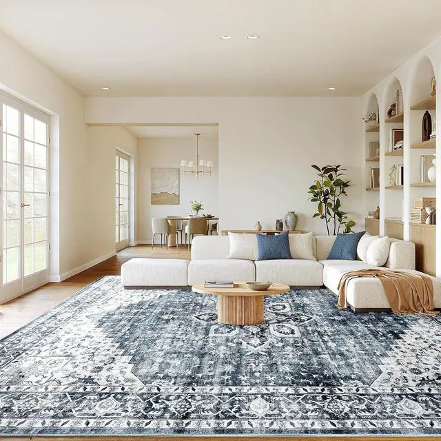 Alt view image 3 of 7 - AMADA HOMEFURNISHING 9x12 and 5x7 Area Rugs Buying Together, Soft, Machine Washable, Stain-Resistant, Low-Profile Indoor Area Rugs with Non-Slip Backing & Durable Edge Binding
