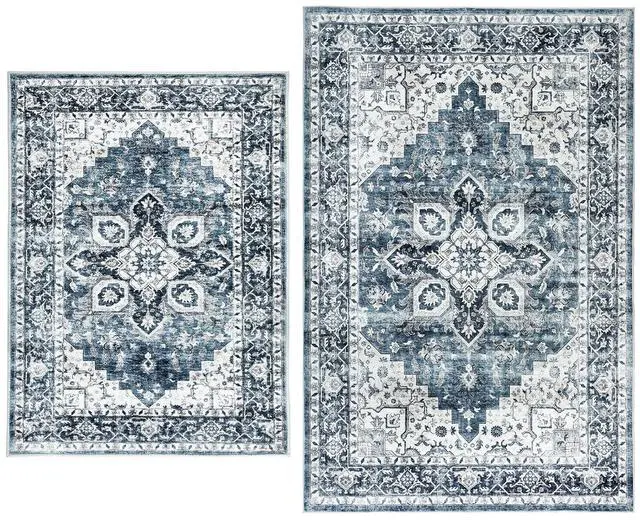 Main image of AMADA HOMEFURNISHING 9x12 and 5x7 Area Rugs Buying Together, Soft, Machine Washable, Stain-Resistant, Low-Profile Indoor Area Rugs with Non-Slip Backing & Durable Edge Binding